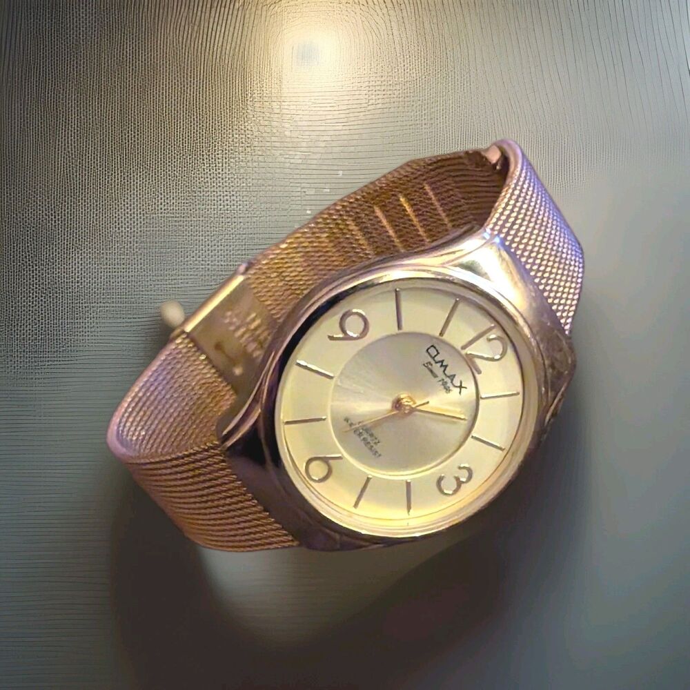 Women’s Vintage Omax Watch With Gold Tone Mesh Band Fits Up To 8" Wrist Working
